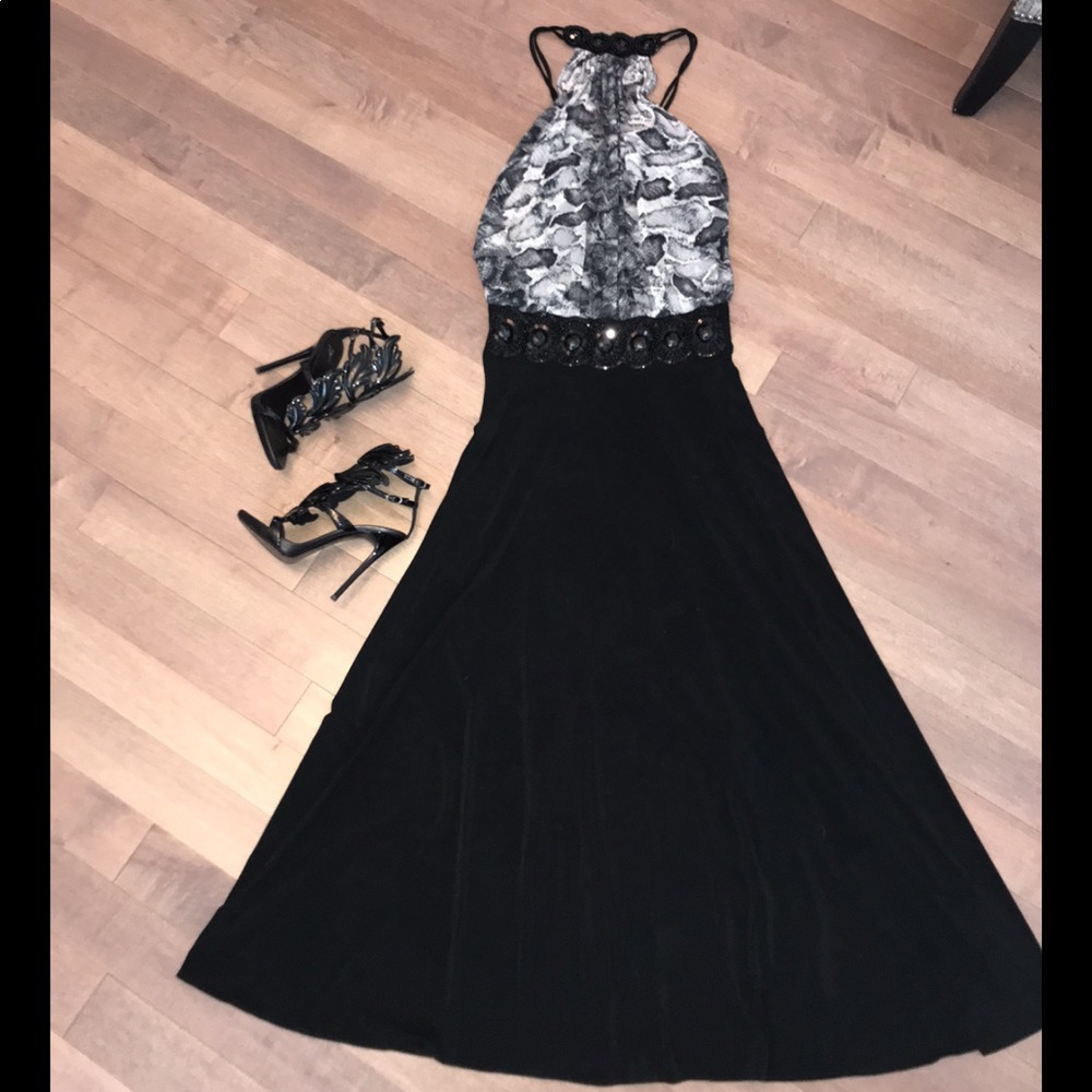 Black snake skin dress